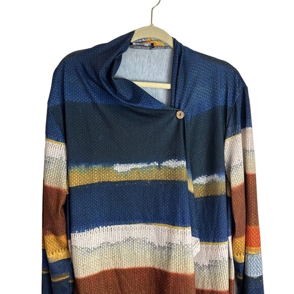 Lagenlook Cardigan Women's 3XL Multicolor Colorblock Open Front Lily Firmiana - Picture 6 of 12